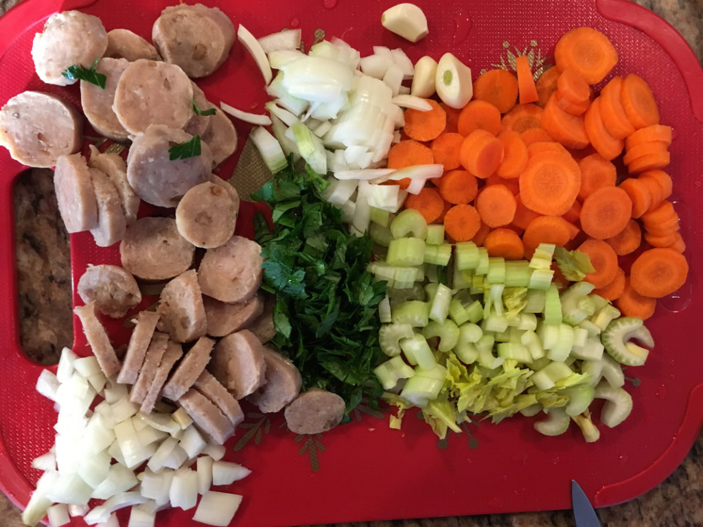 Ingredients for lentil soup.