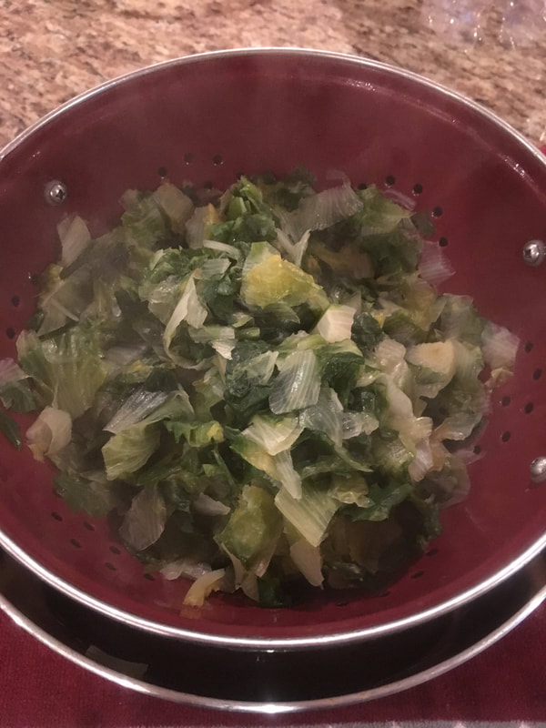 escarole boiled and draining