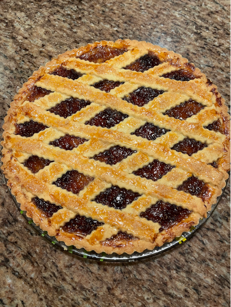 Jam crostata fresh from the oven.