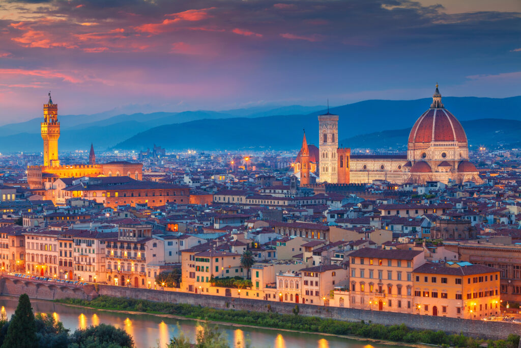 A city image of Florence, overlooking the Arno River. A UNESCO site. 