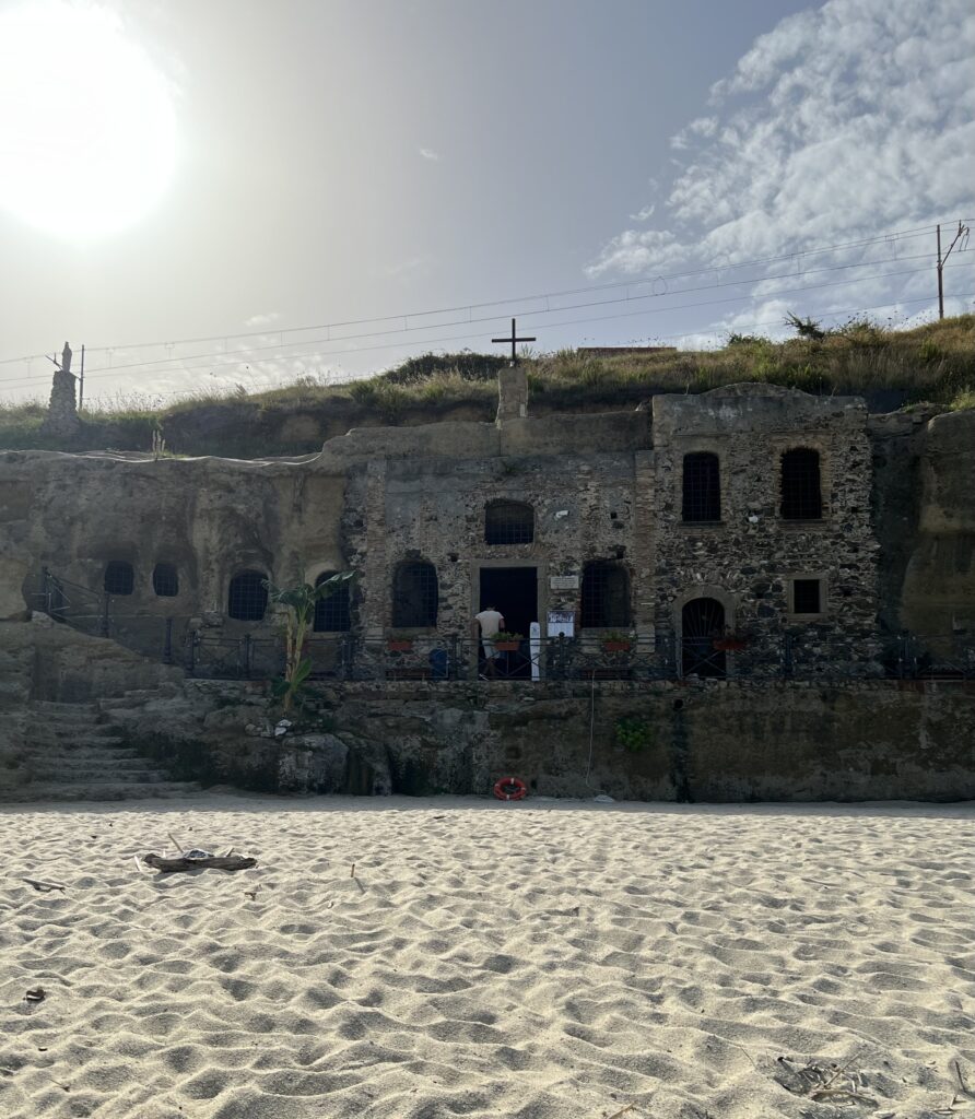 Outside the church of Santa Maria di Pietragrotta in Pizzo Calabria. 