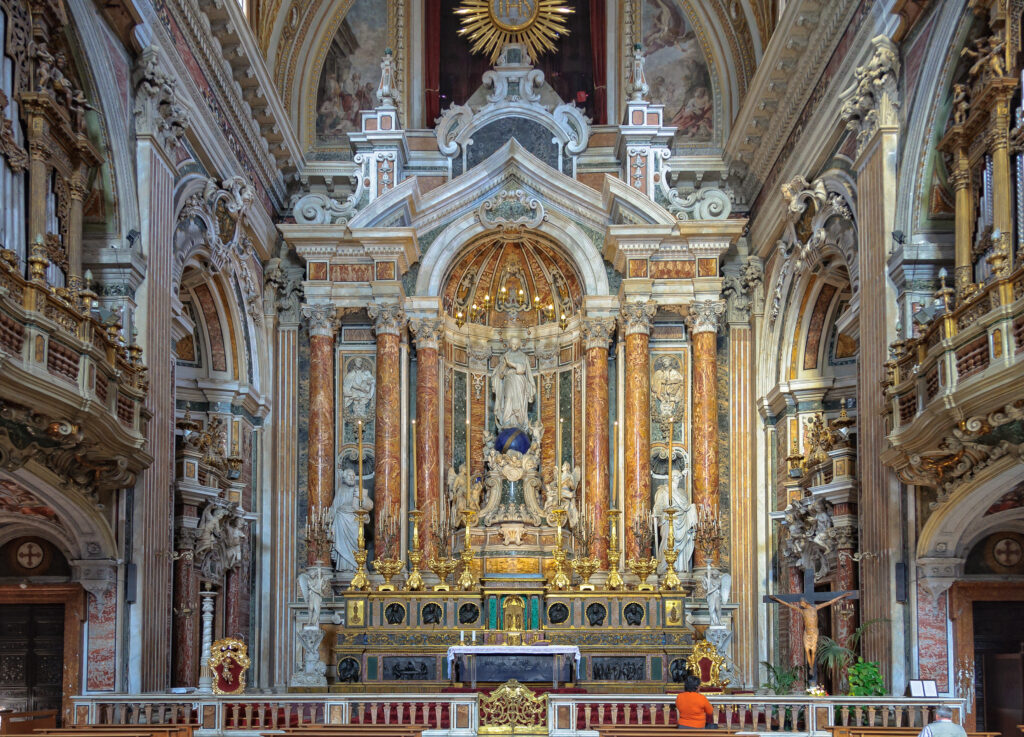 Inside the church of Gesù Nuovo in Naples. 