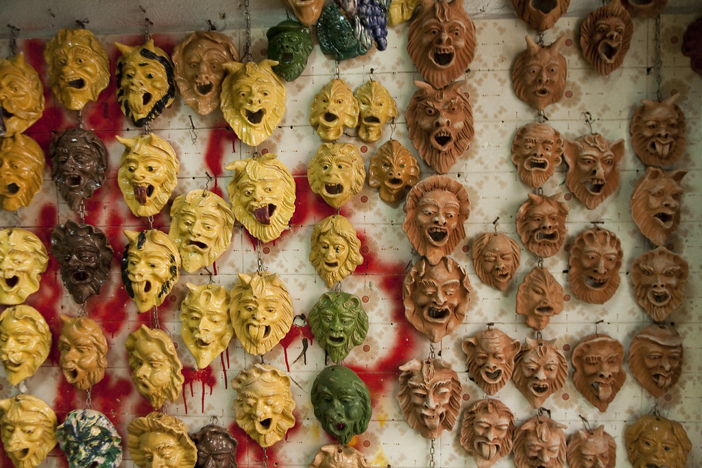 Masks from Calabria to ward off evil spirits. 