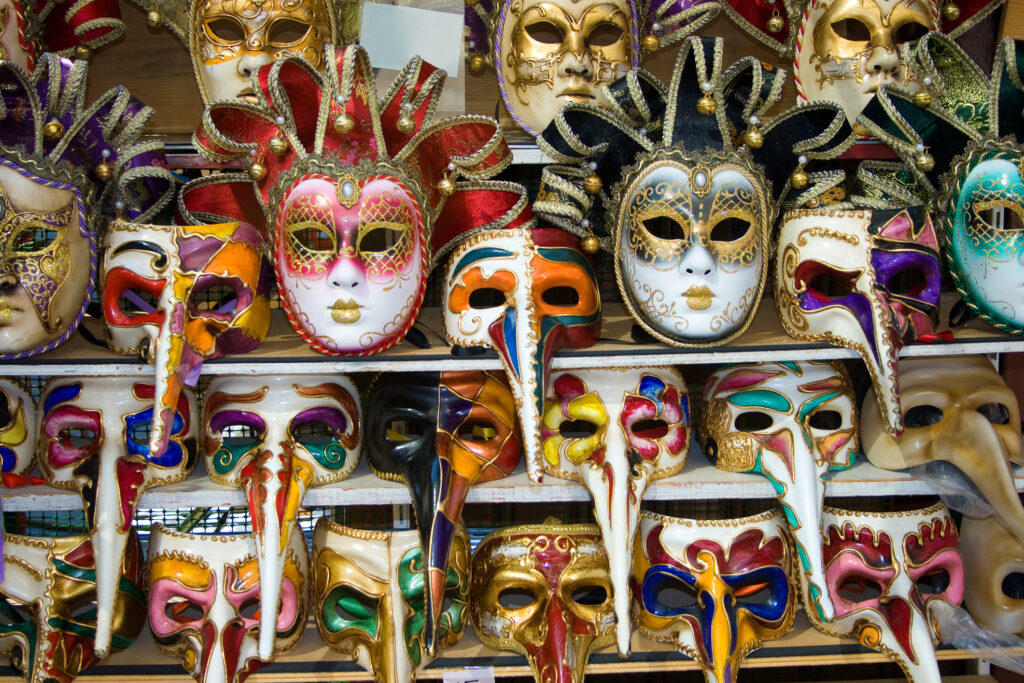 Italian souvenirs in Venice include masks. 